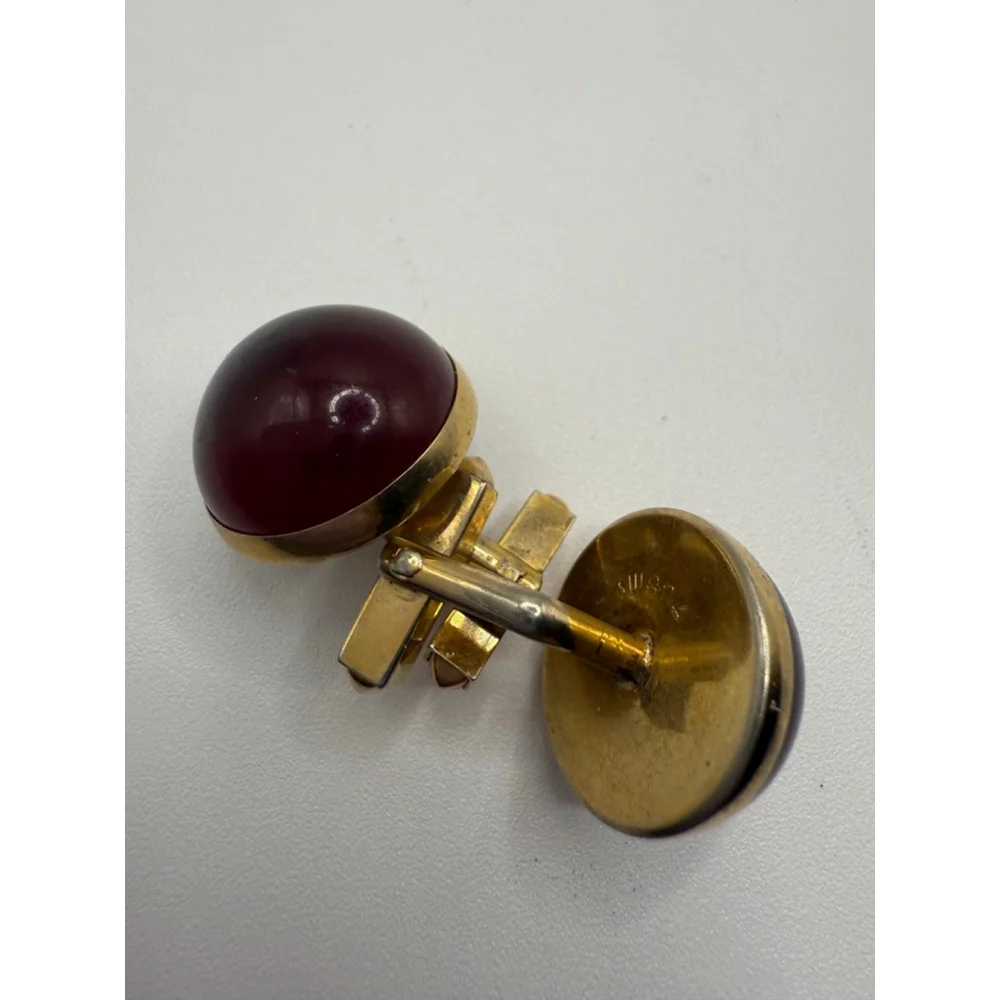 Men's Swank One Size Burgundy Gold Tone Cuff Links